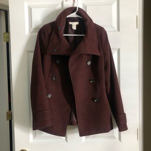 Maroon Pea Coat From H&M